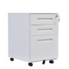 Cajonera metálica OLIMPO 2C1A, ruedas, 3 cajones, gris ral 7035.