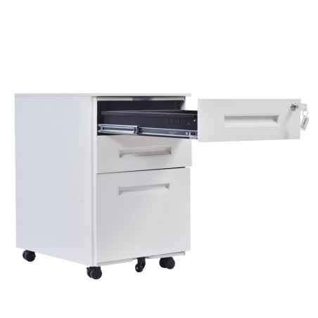 Cajonera metálica OLIMPO 2C1A, ruedas, 3 cajones, gris ral 7035.-1