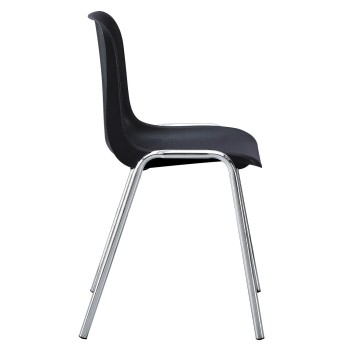 Silla CARCASA, apilable, cromada, polipropileno negro 2