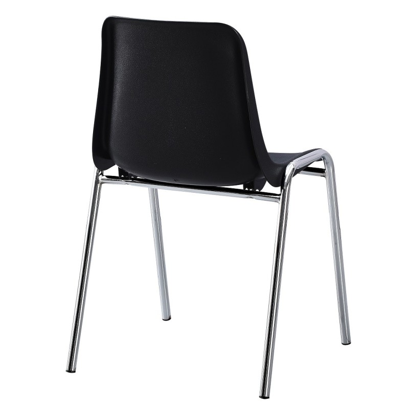 Silla CARCASA, apilable, cromada, polipropileno negro-1