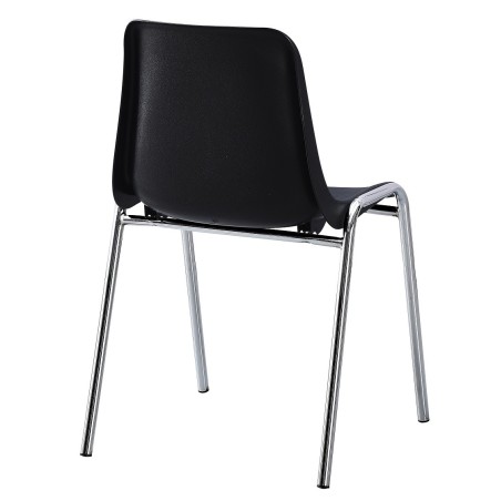 Silla CARCASA, apilable, cromada, polipropileno negro-1