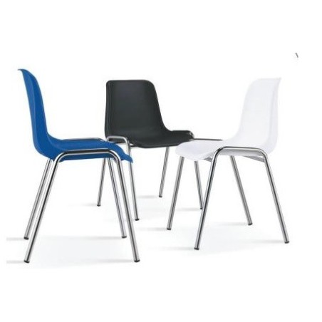 Silla CARCASA, apilable, cromada, polipropileno negro-2