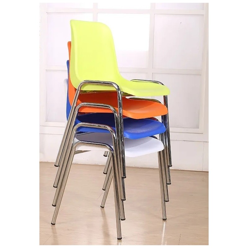 Silla CARCASA, apilable, cromada, polipropileno negro-3