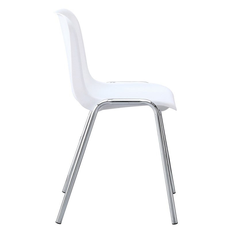 Silla CARCASA, apilable, cromada, polipropileno blanco-0
