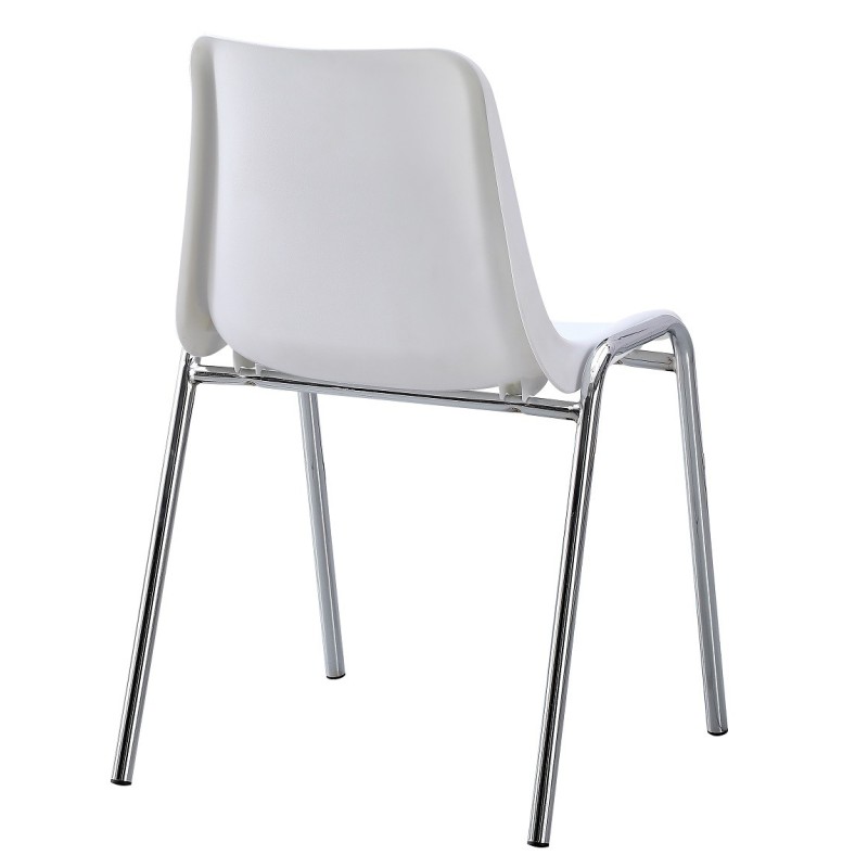 Silla CARCASA, apilable, cromada, polipropileno blanco-1