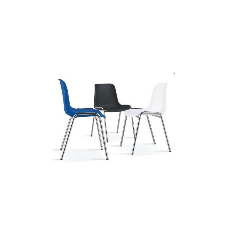 Silla CARCASA, apilable, cromada, polipropileno blanco-2