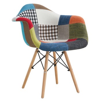Sillón STAR PAT22, madera, tejido patchwork color 22