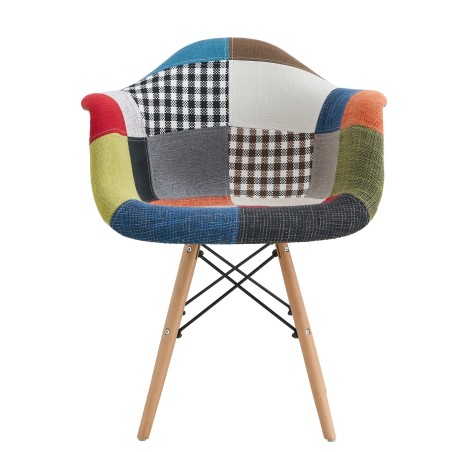 Sillón STAR PAT22, madera, tejido patchwork color 22-0
