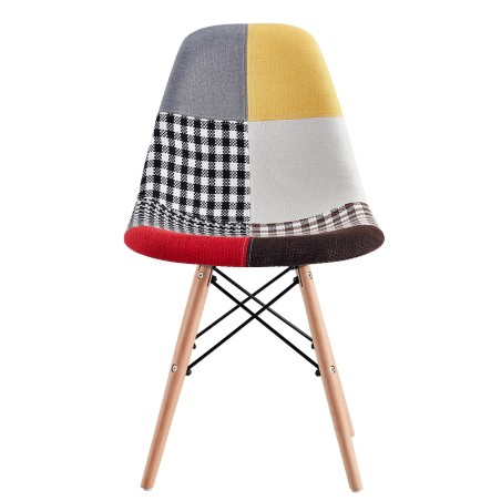 Silla STAR PAT24, madera, tejido patchwork color 24-0