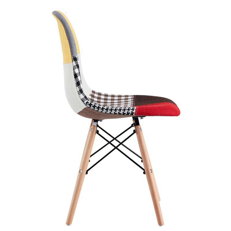 Silla STAR PAT24, madera, tejido patchwork color 24-1
