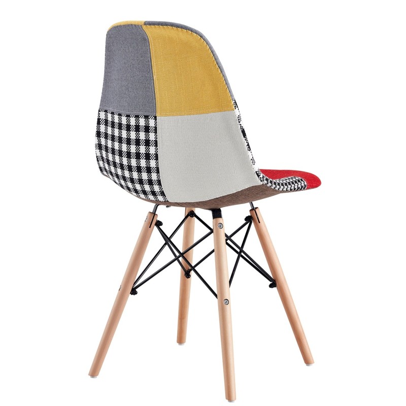 Silla STAR PAT24, madera, tejido patchwork color 24-2