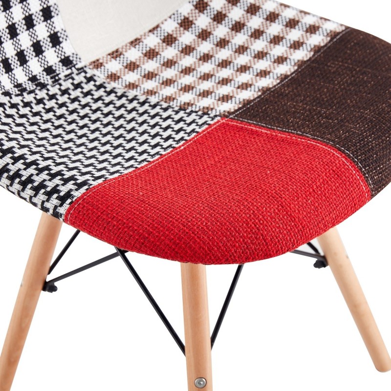 Silla STAR PAT24, madera, tejido patchwork color 24-3