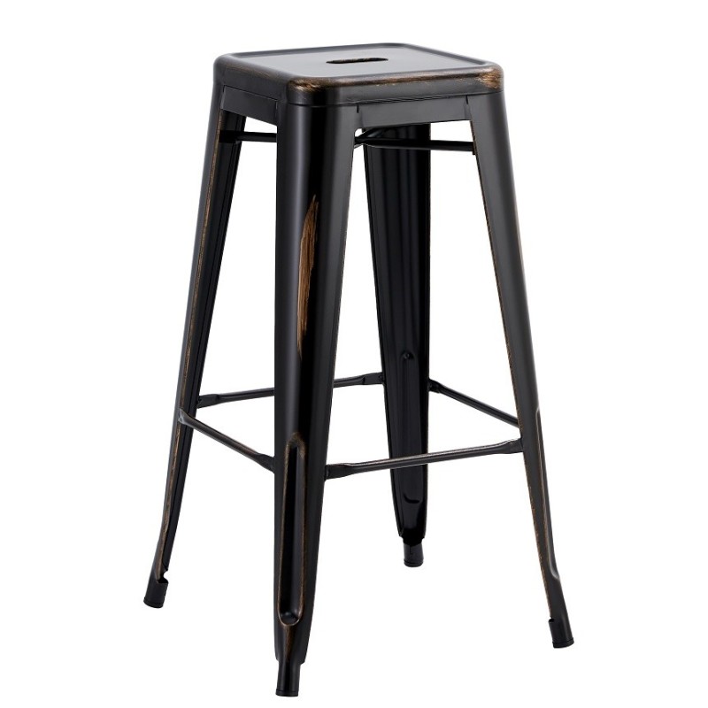 Taburete TOL EK VINTAGE, acero, negro