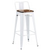 Taburete TOL R1 EK WOOD, acero, blanco, asiento madera