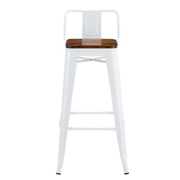 Taburete TOL R1 EK WOOD, acero, blanco, asiento madera 2