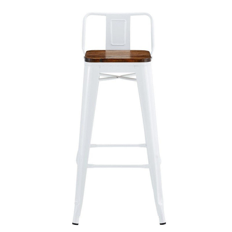 Taburete TOL R1 EK WOOD, acero, blanco, asiento madera-0