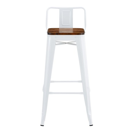 Taburete TOL R1 EK WOOD, acero, blanco, asiento madera-0