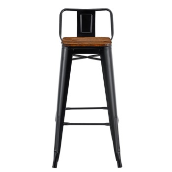 Taburete TOL R1 EK WOOD, acero, negro, asiento madera 2