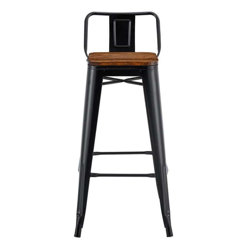 Taburete TOL R1 EK WOOD, acero, negro, asiento madera-0