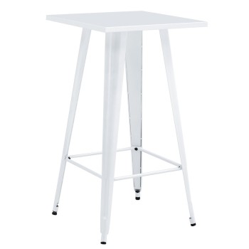 Mesa alta TOL EK LIMITED, acero, blanca, 60 x 60 cms