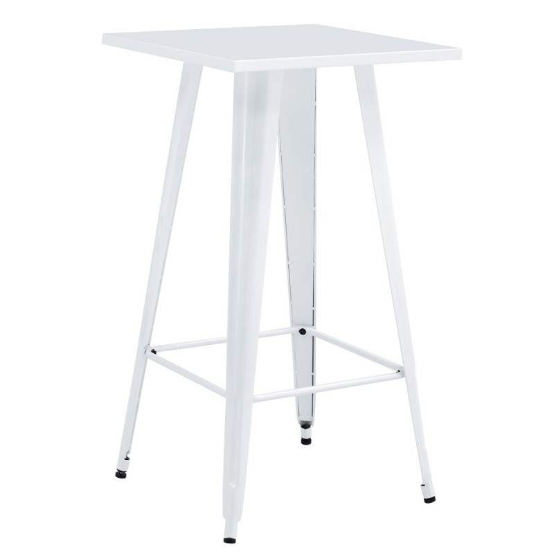 Mesa alta TOL EK LIMITED, acero, blanca, 60 x 60 cms