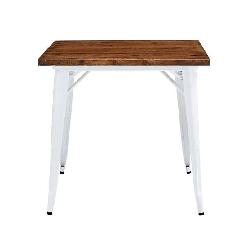 Mesa TOL EK WOOD, acero, madera, blanca, 80x80 cms-0