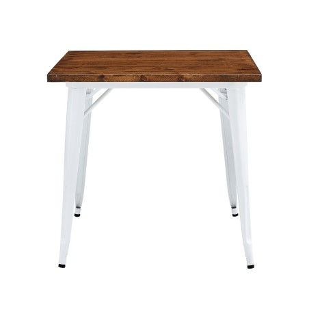 Mesa TOL EK WOOD, acero, madera, blanca, 80x80 cms-0
