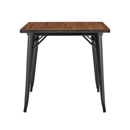 Mesa TOL EK WOOD, acero, madera, negra, 80x80 cms-0
