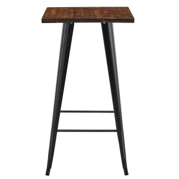 Mesa alta TOL EK WOOD, acero, madera, negra, 60 x 60 cms 2