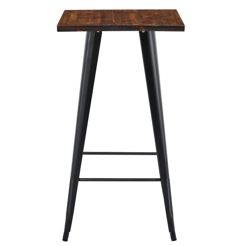 Mesa alta TOL EK WOOD, acero, madera, negra, 60 x 60 cms-0