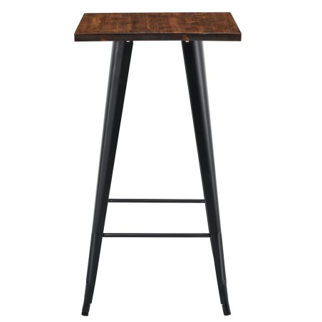 Mesa alta TOL EK WOOD, acero, madera, negra, 60 x 60 cms-0