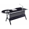 Mesa de oficina COLOGNE, forma a derecha, vidrio templado negro, 180 x 85 cms