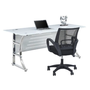 Mesa de oficina CADORE, vidrio templado super blanco, 160 x 80 cms 2