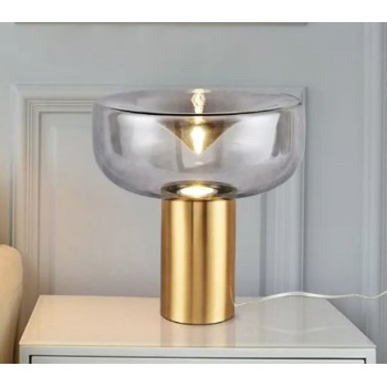 Lámpara HEROLD, sobremesa, metal dorado, tulipa de cristal 2