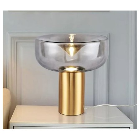 Lámpara HEROLD, sobremesa, metal dorado, tulipa de cristal-0