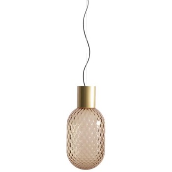 Lámpara GERA COH43, colgante, aluminio, dorada, cristal