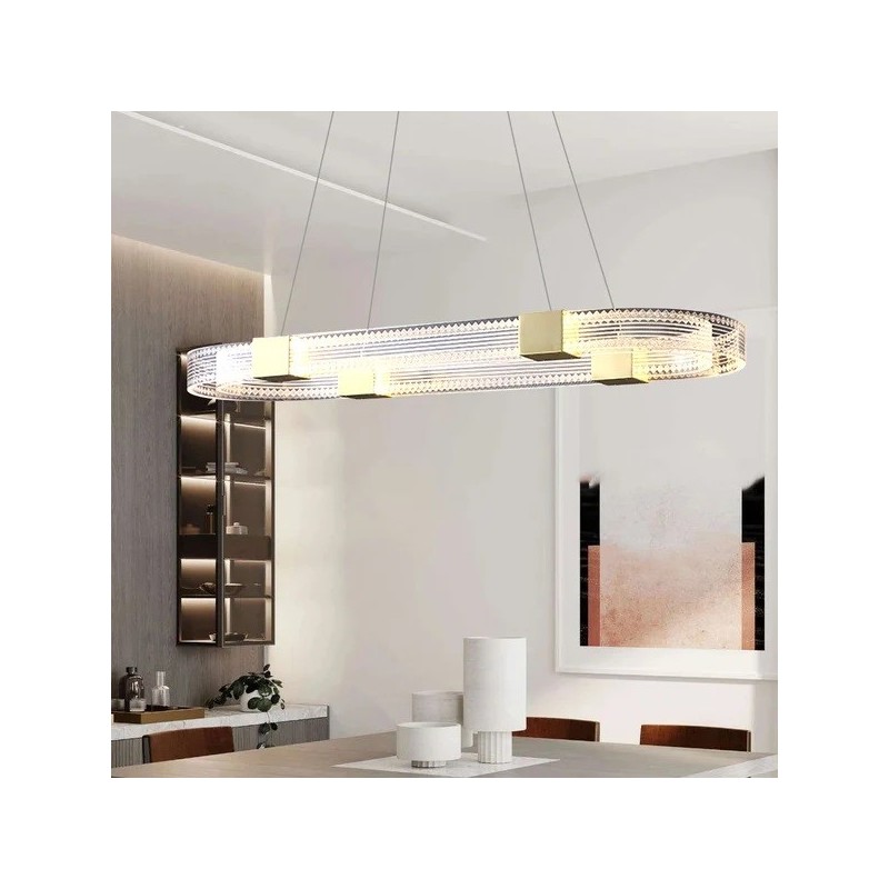 Lámpara TISSA, colgante, metal, dorada, acrílica, led-0