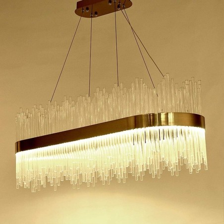 Lámpara WEIRA, colgante, metal dorada, cristal, led-0