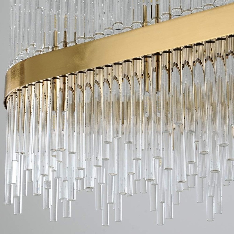 Lámpara WEIRA, colgante, metal dorada, cristal, led-1