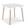 Mesa NURY  (SU), madera, tapa lacada blanca, 80 x 80 cms