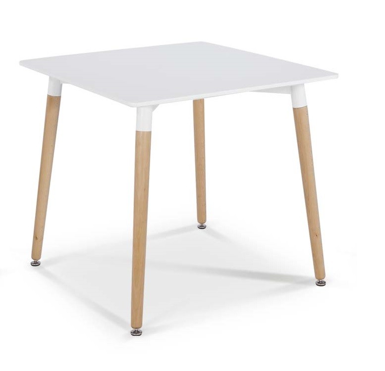 Mesa NURY (SU), madera, tapa lacada blanca, 80 x 80 cms