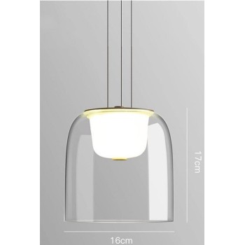 Lámpara WITTEN H170, colgante, metal, cristal, led