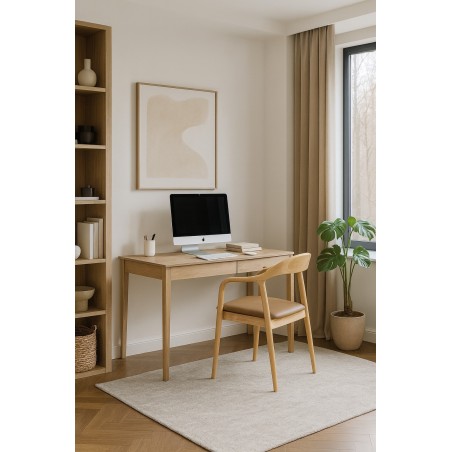 Sillón BALCANES, madera de haya, natural, similpiel marrón-1