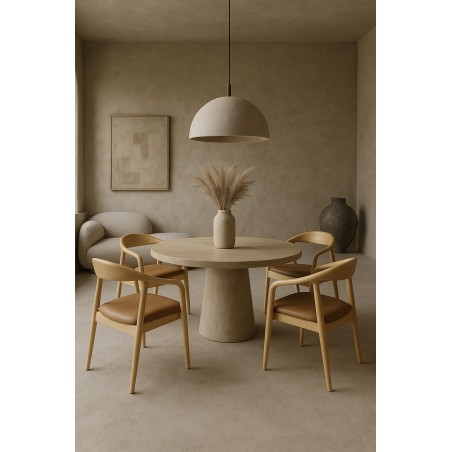 Sillón BALCANES, madera de haya, natural, similpiel marrón-2
