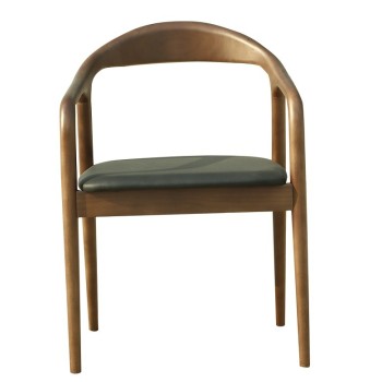 Sillón BALCANES, madera de haya, nogal, similpiel negro 2