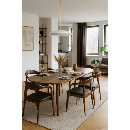 Sillón BALCANES, madera de haya, nogal, similpiel negro-2