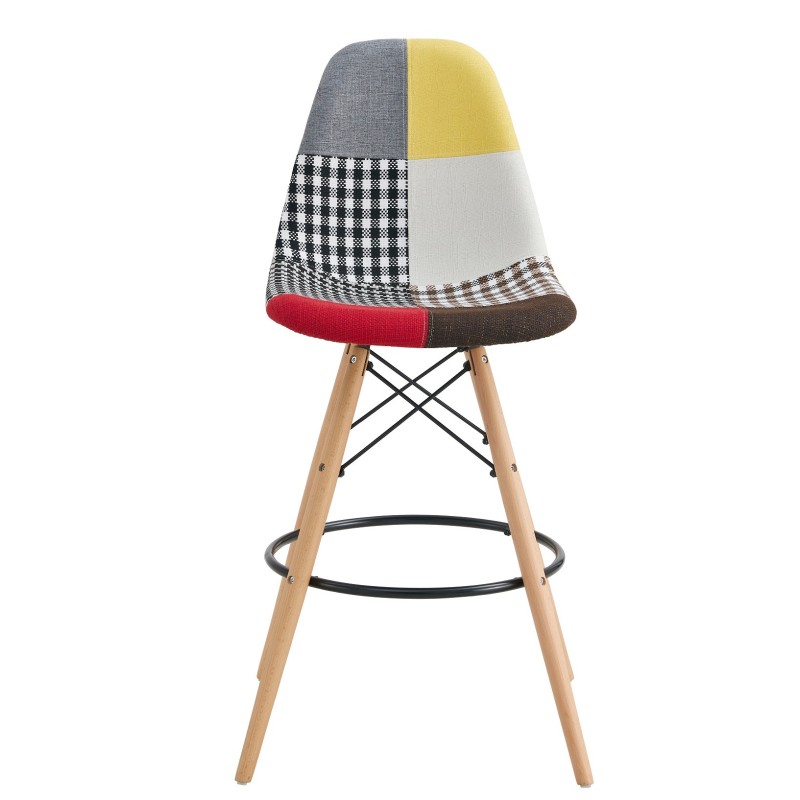 Taburete STAR PAT24, madera, tapizado patchwork 24-0