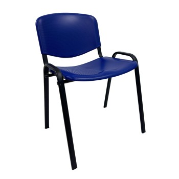 Silla NIZA, chasis negro y plástico azul 2