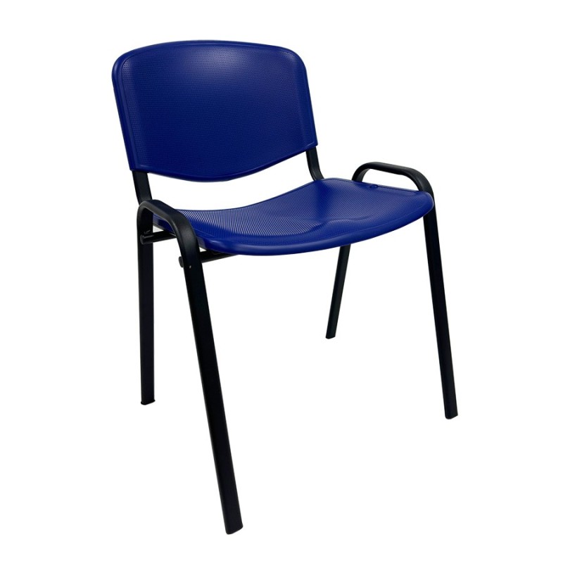 Silla NIZA, chasis negro y plástico azul-0
