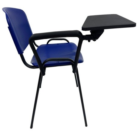Silla NIZA con pala de escritura, asiento y respaldo en plástico azul-0